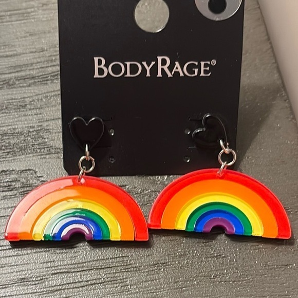 Body Rage Rainbow Pride Pierced  Earrings - Picture 1 of 4